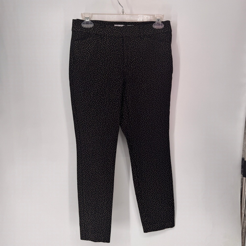 Old Navy Pixie Pants Women 4 Petite Black Gold Excellent High Rise Polka Dot